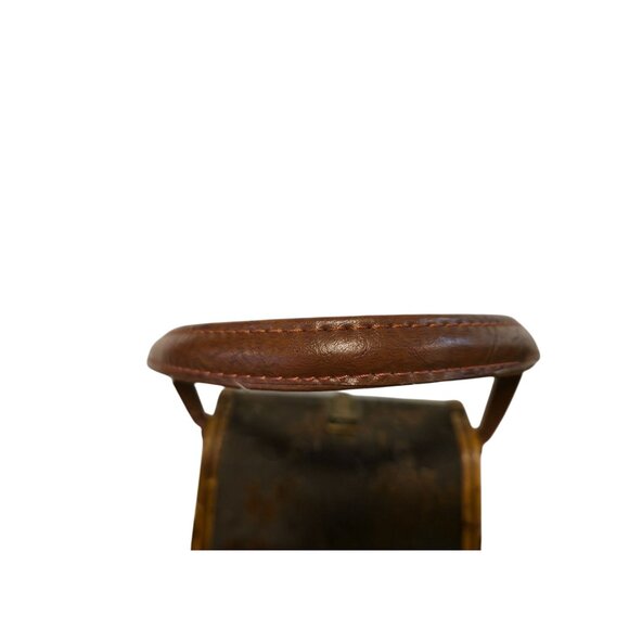 Vintage wood & bamboo basket handbag purse embossed Floral Latch Closure retro - Picture 11 of 12